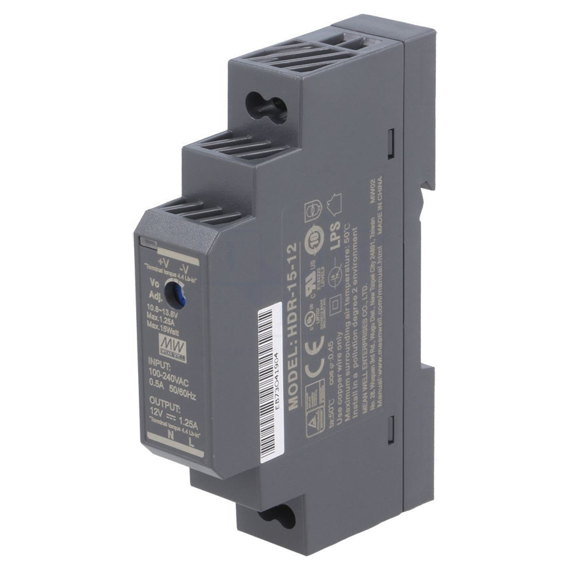 Mean Well HDR-15-12 Τροφοδοτικό Ράγας DIN 12V DC 15W