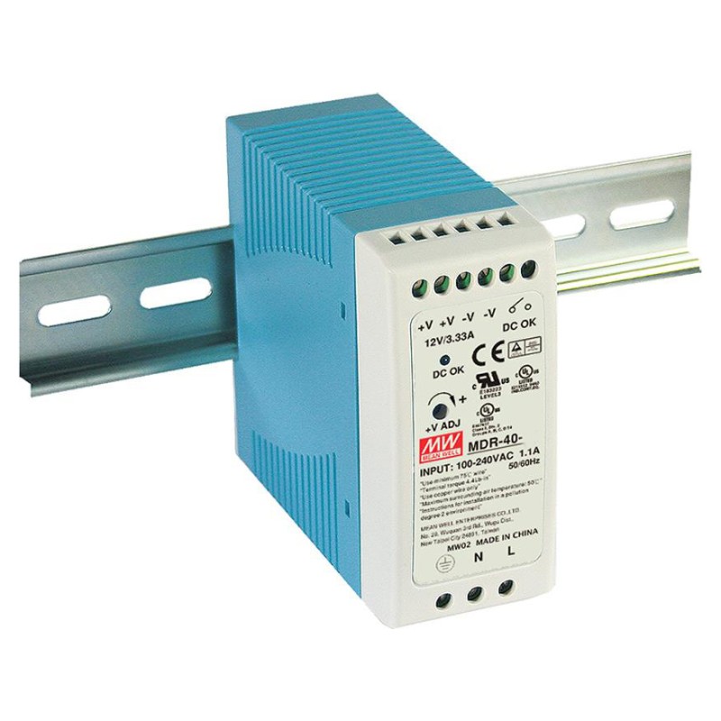 Mean Well MDR-40-24 Τροφοδοτικό Ράγας DIN 24V DC 40W