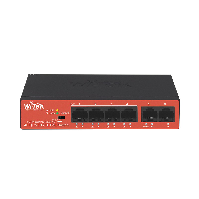WI-TEK WI-PS205H V2 PoE Switch 6 Θυρών με CCTV Mode